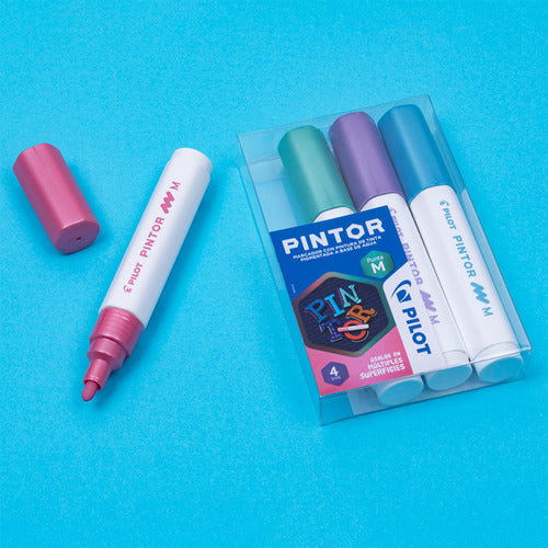 Set Marcadores Pintor Metalizado Punta Media 4 Un.