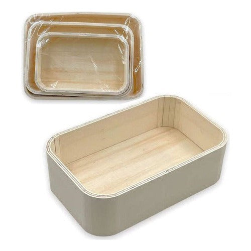 Pack 3 Bandejas De Madera Redondeadas Para Manualidades