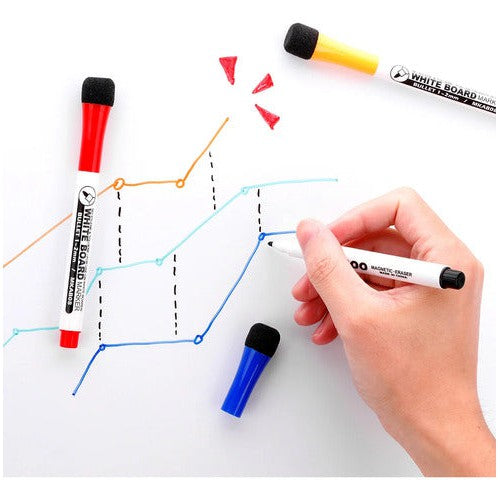 Plumón De Pizarra Punta Fina Naranjo Con Borrador En La Tapa