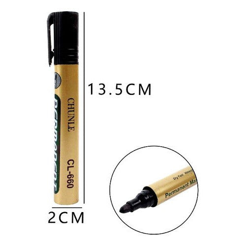 Pack 10 Marcadores Plumones Permanente Negro Punta Redonda