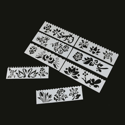 Set 8 Plantillas Flexibles Stencil Flores