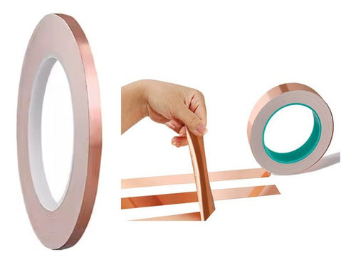 Cinta Adhesiva Lámina De Cobre Conductor 10 Mm 0.06 Mm 10mt