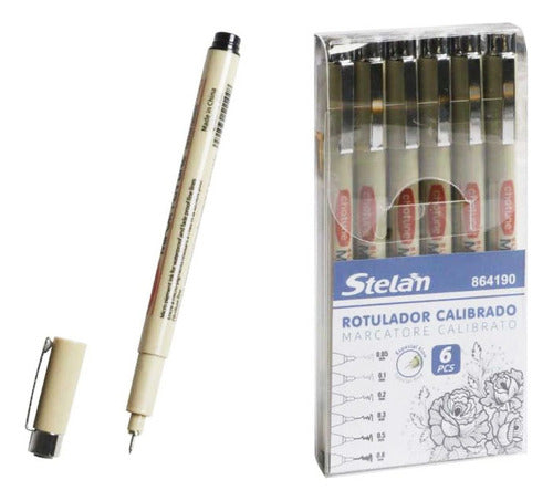 Set 6 Lápiz Tinta Tiralíneas Para Dibujo
