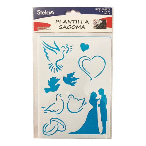 Plantilla Flexible Stencil Diseño Novios