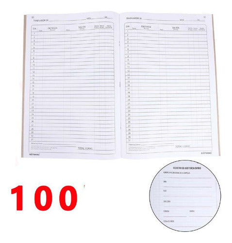 Libro De Asistencia 100 Hojas Tapa Blanda