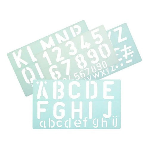 Set De 4 Reglas Normografo Letras-números 5cm