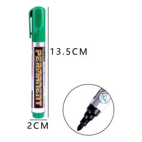 Pack 10 Marcadores Plumones Permanente Verde Punta Redonda