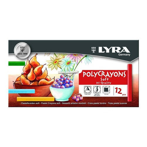 Set 12 Tizas Pastel Suaves Lyra Polycrayons Colores Intensos