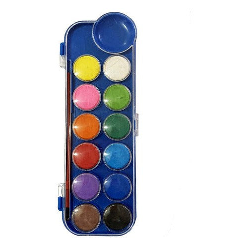 Pintura Acuarela 12 Colores Pastillas Escolar