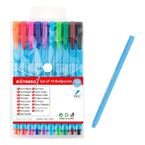 Lapices Pasta 10 Colores Punta Bola 1.0 Mm