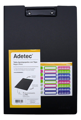Carpeta Plástica Con Apretador Oficio Adetec