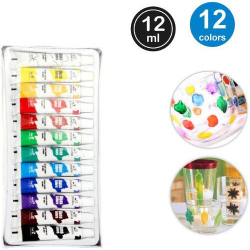 Set De Pintura Para Vidrio 12 Col 12 Ml