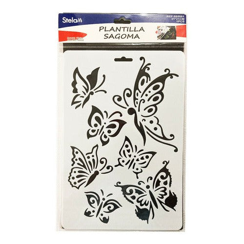 Plantilla Flexible Stencil Diseño Mariposas