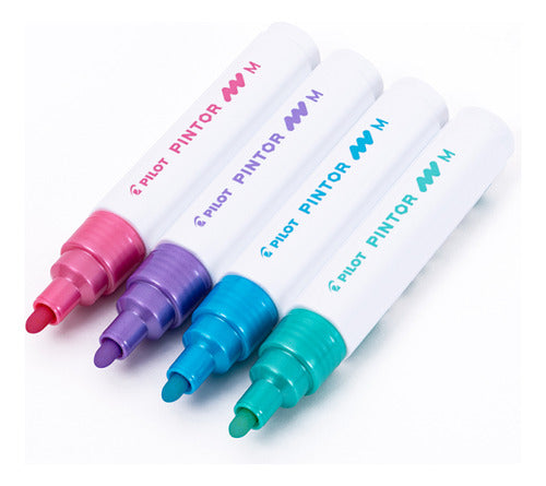 Set Marcadores Pintor Metalizado Punta Media 4 Un.