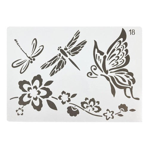 Plantilla Flexible Stencil Diseño Mariposa-libelula