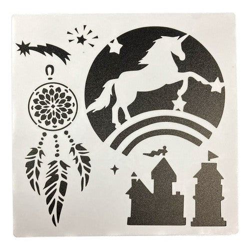 Plantilla Stencil 20x20 Cm Diseño Unicornio