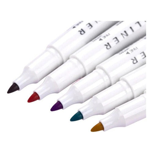 Set 5 Marcadores Color Calidos Doble Punta Mildiliner Zebra
