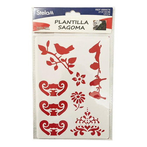 Plantilla Flexible Stencil Diseño Aves
