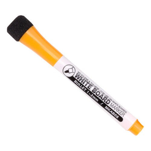 Plumón De Pizarra Punta Fina Naranjo Con Borrador En La Tapa