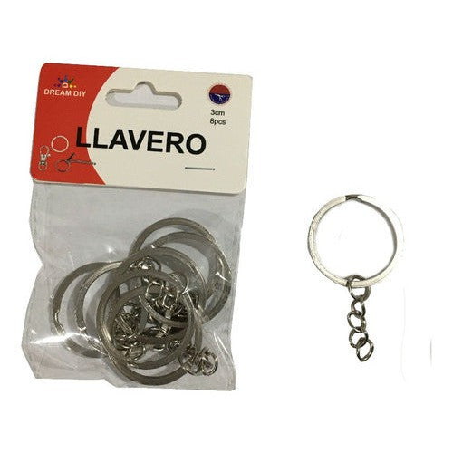 Set 8 Llaveros 3 Cm Hama Cromados