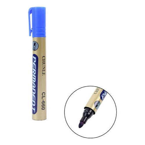 Marcador Permanente Azul Punta Redonda