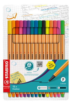 Set 15 Lápices Tiralíneas Stabilo Point 88