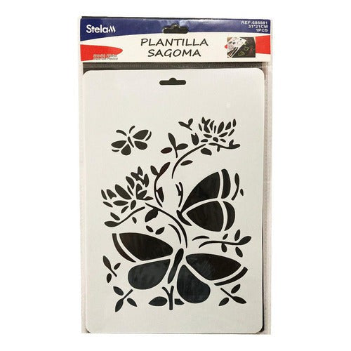 Plantilla Flexible Stencil Diseño Mariposa Flores