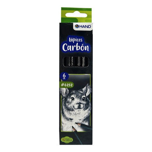 Lápices Carbón Soft/ Medium/ Hard (6ud)