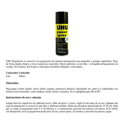 Adhesivo En Aerosol Uhu Power Spray 200 Ml