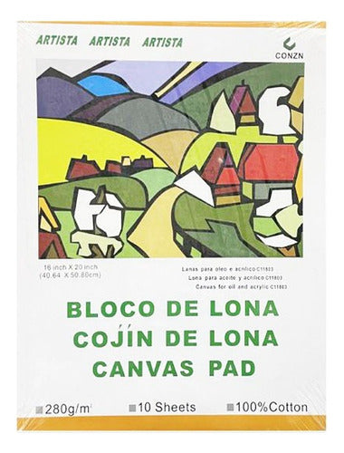 Block Tela Lona Canvas 280 Grs De Algodón A2 10 Hjs
