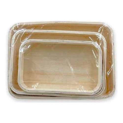 Pack 3 Bandejas De Madera Redondeadas Para Manualidades