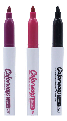 Set 3 Plumones De Pizarra Punta Fina Colores