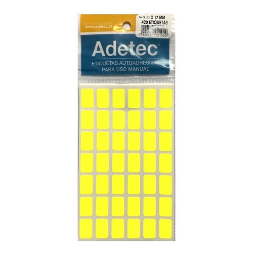 Etiqueta Manual Rectangular Color 11x17 Mm