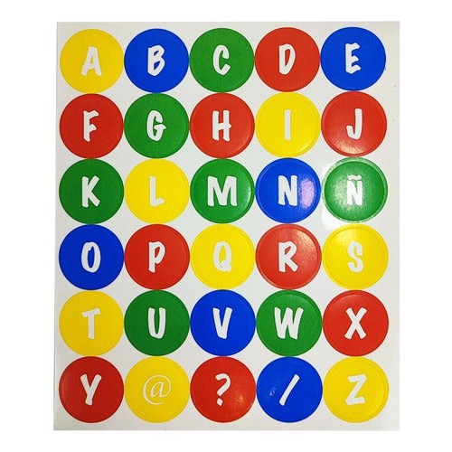 Etiqueta Manual Circulos Letras Colores 23 Mm