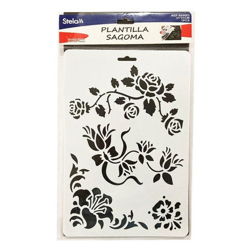 Plantilla Flexible Stencil Diseño Flores Primavera