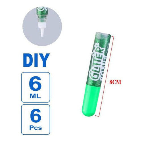 Glitter Glue 6ml X 6 Col