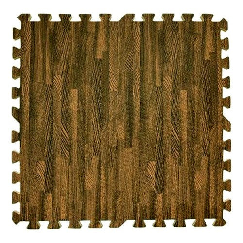 Set 4 Alfombras De Goma Eva 60x60 Cm Diseño Madera