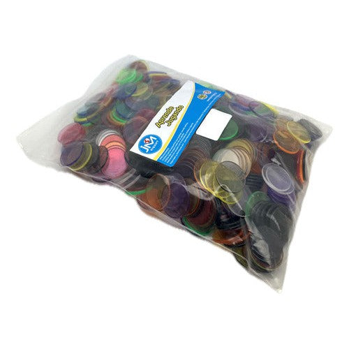 Set 500 Fichas Plásticas Traslucidas Para Contar 22 Mm