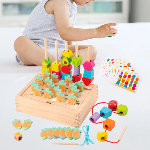 Juego Montessori De Secuencias De Cuentas Madera