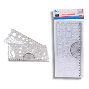 Regla Plantilla Multidiseños Plástica 18cm