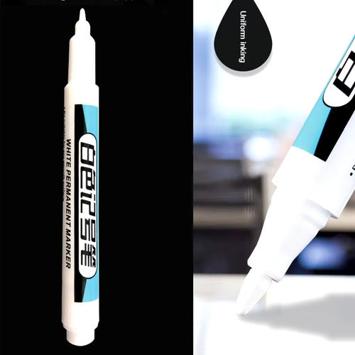 Marcador Permanente Punta Redonda Blanco