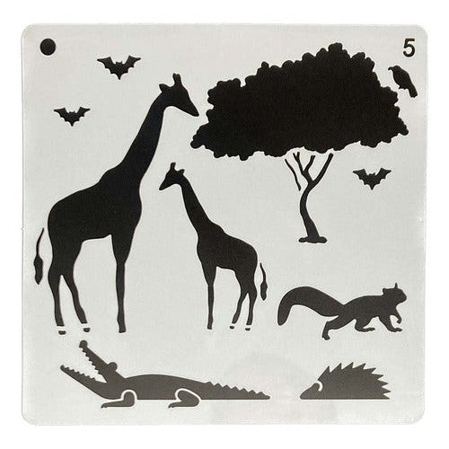 Plantilla Flexible 15x15 Cm Stencil Diseño Animales
