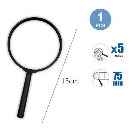 Lupa Escolar 75mm Aumento X5