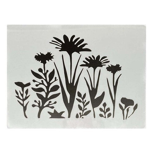 Plantilla Flexible Stencil 15x12.5cm Diseño Flores Primavera
