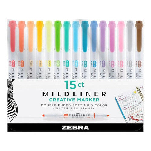 Marcadores Mildliner Plumones Doble Punta Zebra 15 Piezas