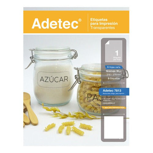 Etiqueta Inkjet Transparente 216x279 Mm 5 Hojas