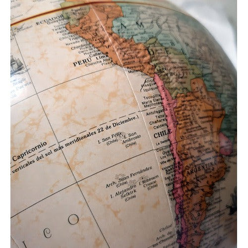 Globo Terráqueo Sepia Con Relieve 30 Cms