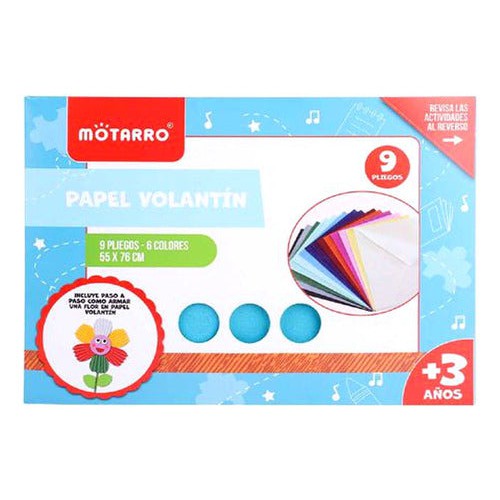 Carpeta Papel Volantin 9 Pliegos 6 Colores