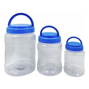 Set 3 Potes Cilindricos Plásticos Con Manilla