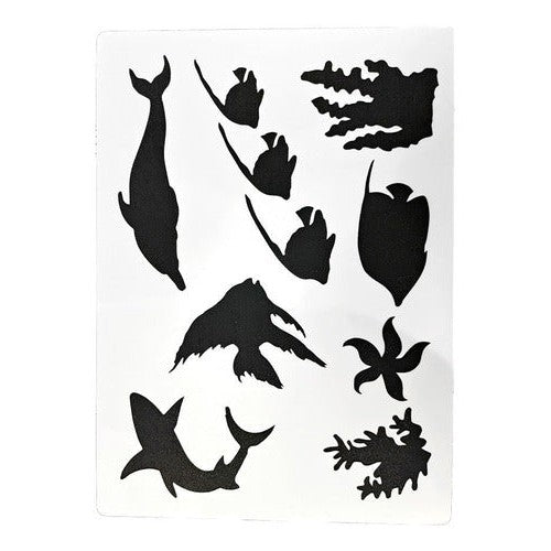 Plantilla Flexible Stencil Diseño Animales Marinos